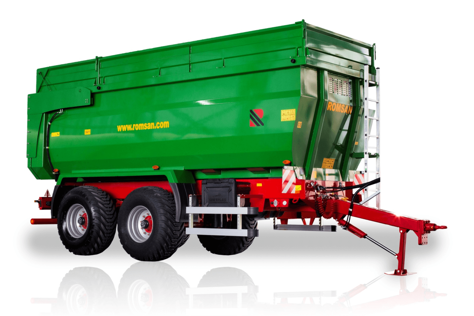 Remorca Agricola ROMSAN R160TAHKP4 - TANDEM BENA TIP U 16t, basculare spate, frana pe aer, axa viratoare spate de vanzare