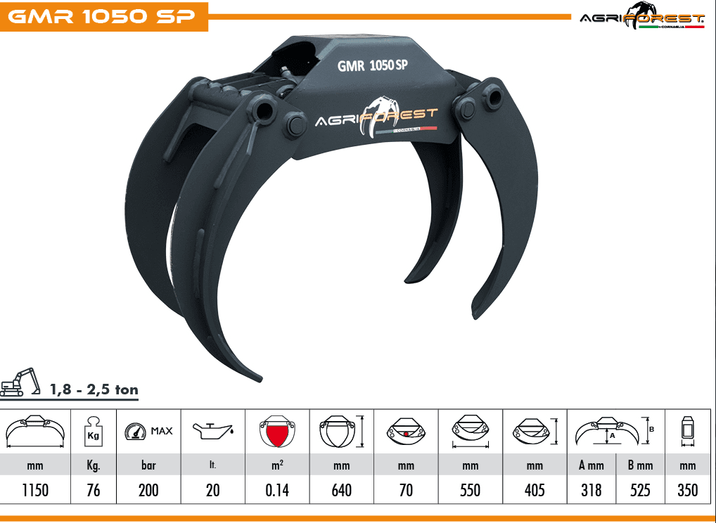  Agriforest GMR 1050 SP cu furci deschise - excavatoare 1.8 - 2.5 t -  de vanzare